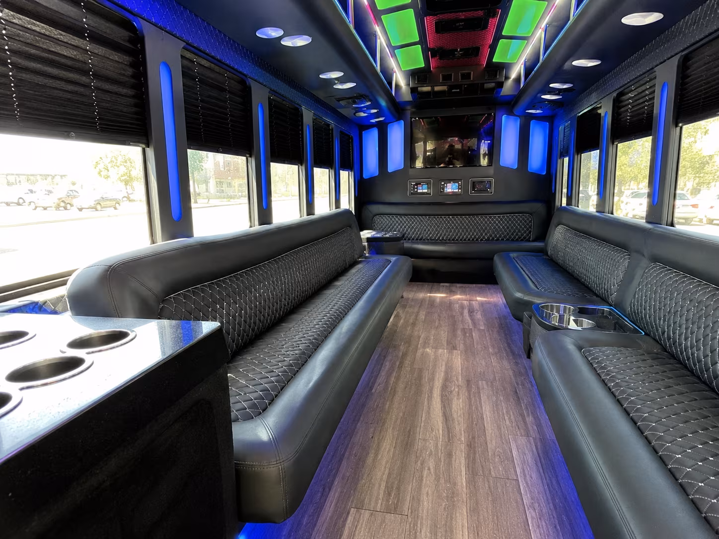 evesham 15 passenger party bus inside