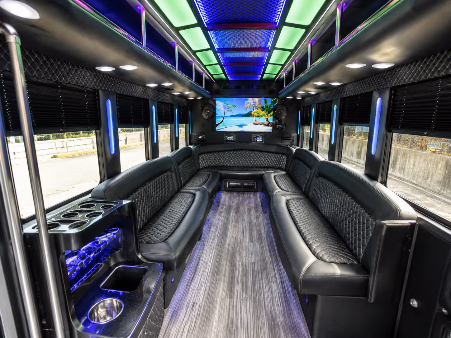evesham 18 passenger party bus inside