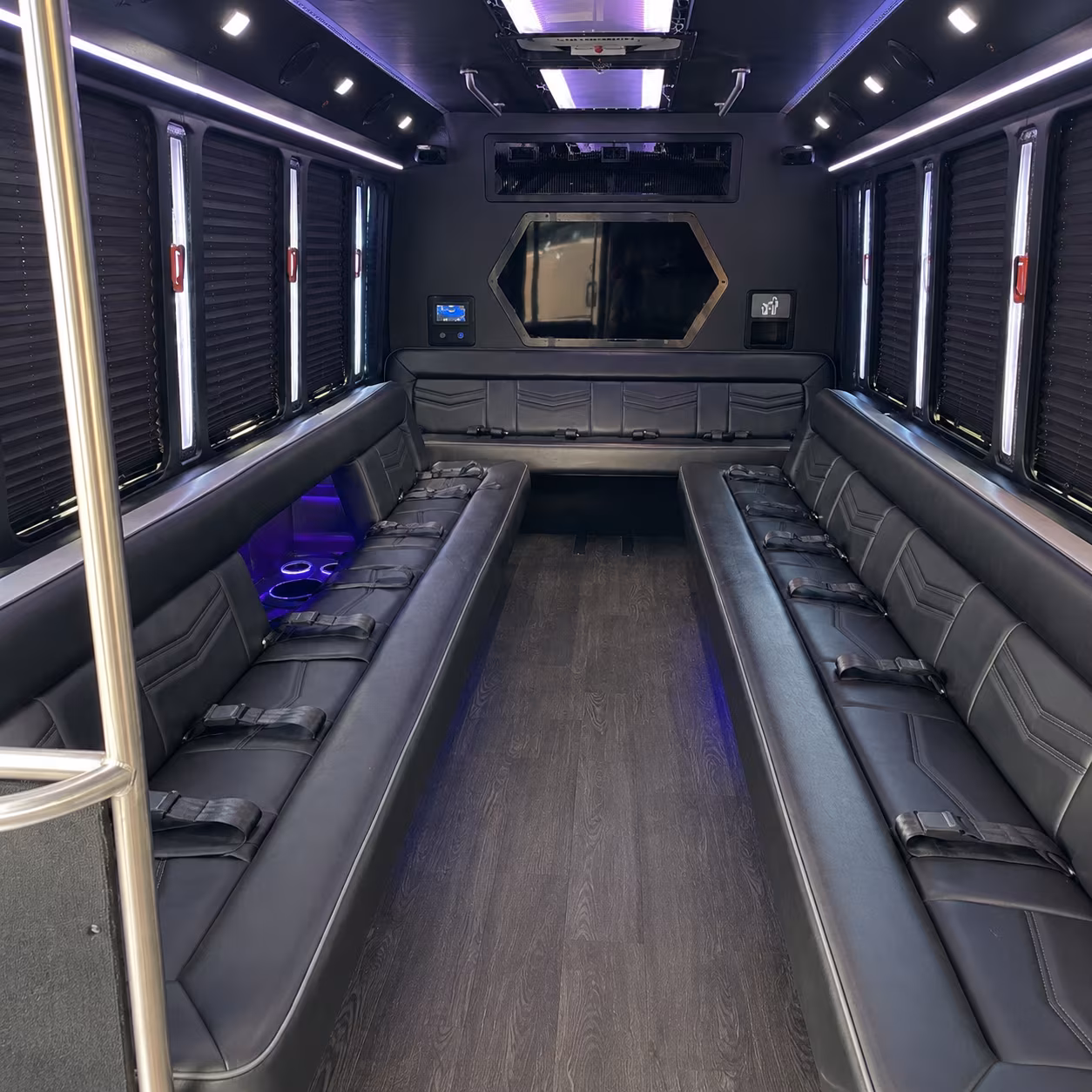 evesham 18 passenger party bus interior