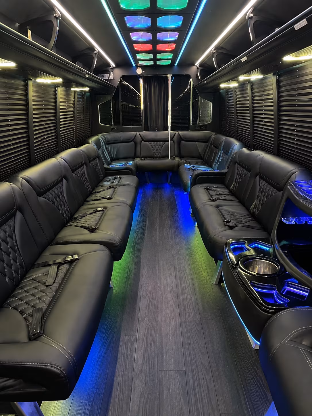 evesham 20 passenger party bus interior