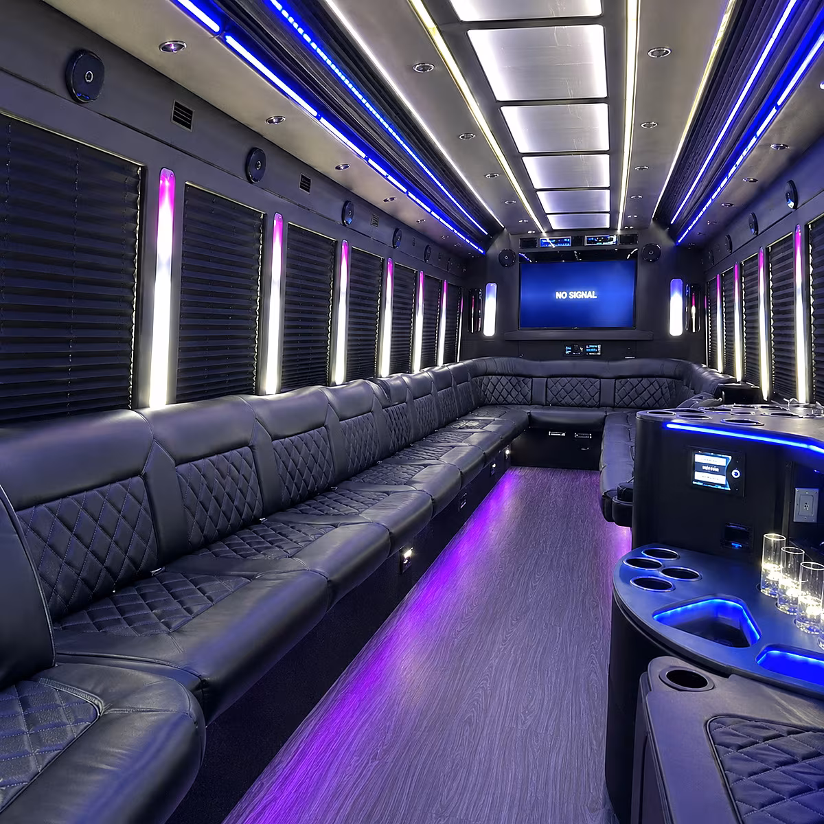 evesham 30 passenger party bus inside