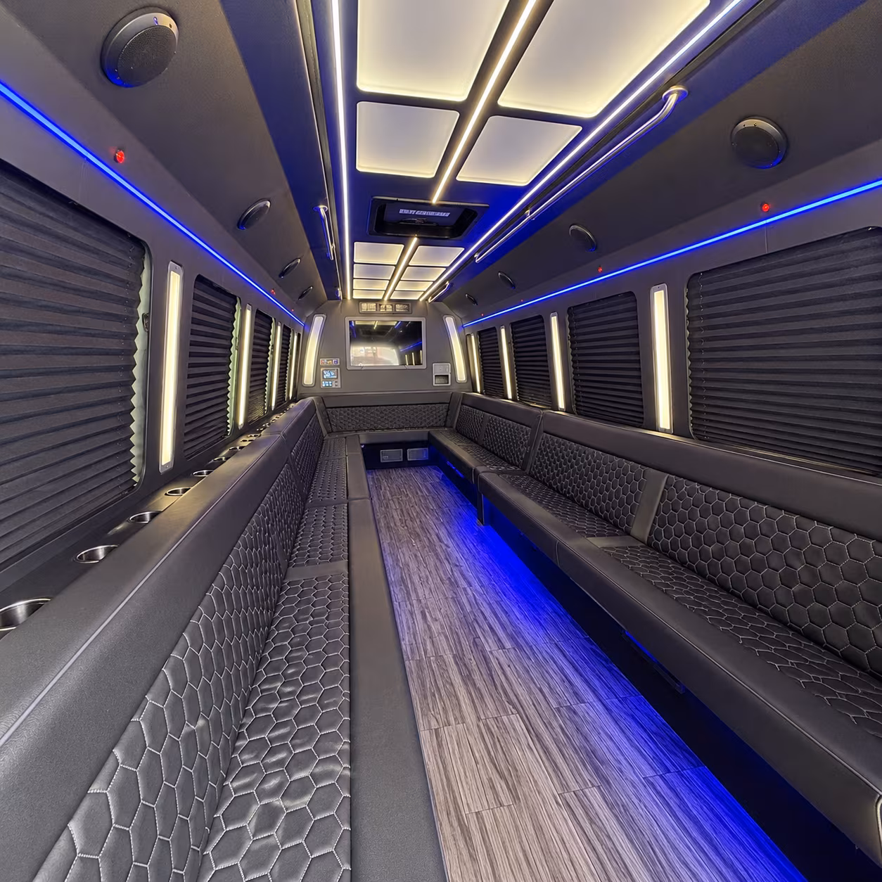 evesham 30 passenger party bus interior