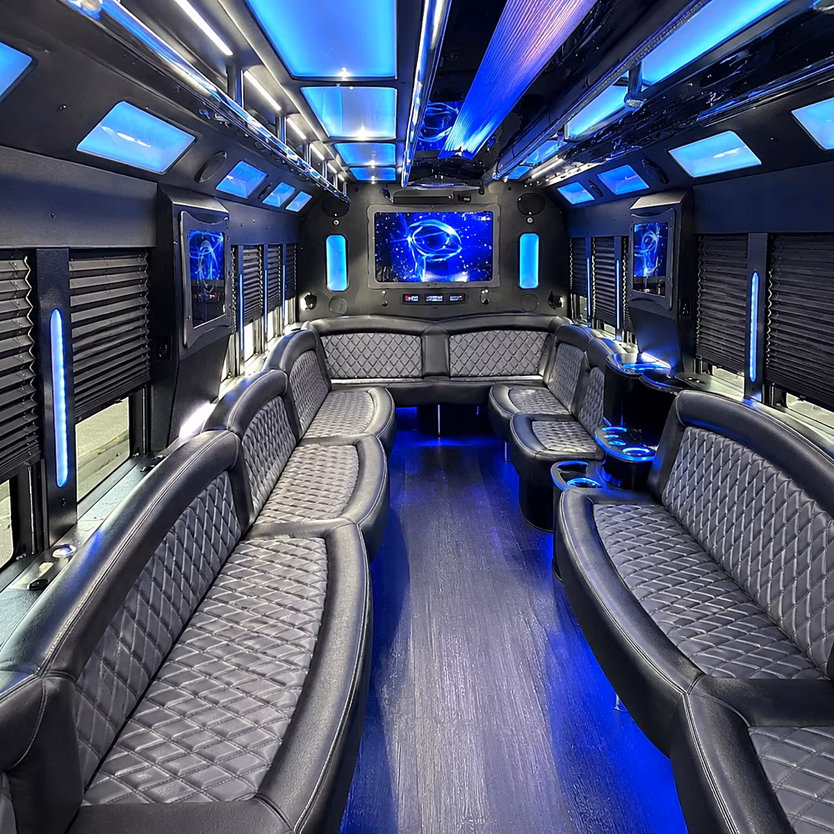 evesham 50 passenger party bus interior