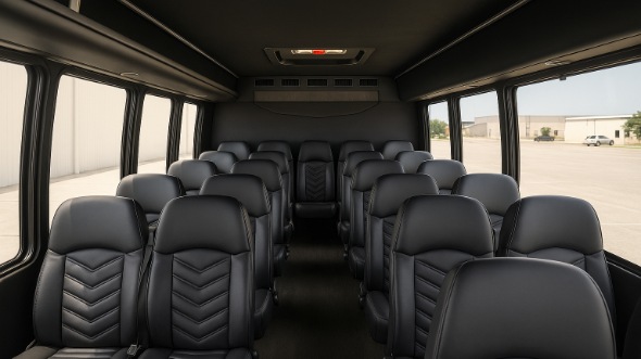 Interior of Charter Bus Company Camden's 25 Passenger Mini bus in Camden