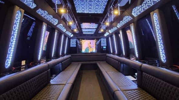 Interior of Charter Bus Company Evesham's Party Bus in Evesham