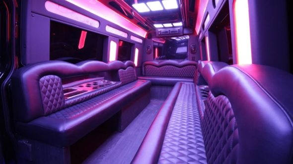 Interior of Charter Bus Company Camden's Sprinter Limo in Camden